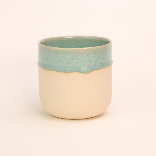 White Stoneware Cup, Glazed in Teal, Coffee & Tea Cup, Handmade Minimalistic Ceramic Cup, Gift for the Home, General Use, 250 ml, Christmas
