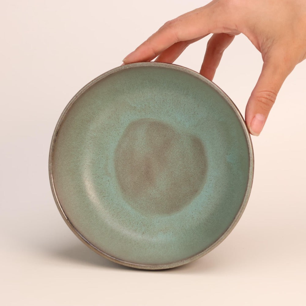 Black Stoneware Bowl Glazed in Light Blue, Teal, Salad, Soup, Fruit, Decoration, Snacks, 15cm / 5.9 in diameter, Christmas Gift