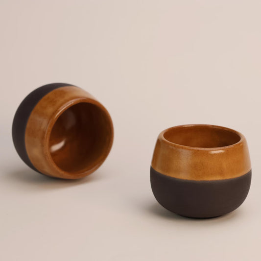 Black Stoneware, Ceramic Espresso Cup, Handmade Minimalistic Cup Glazed in Dark Orange, Gift for the Home, Christmas Gift