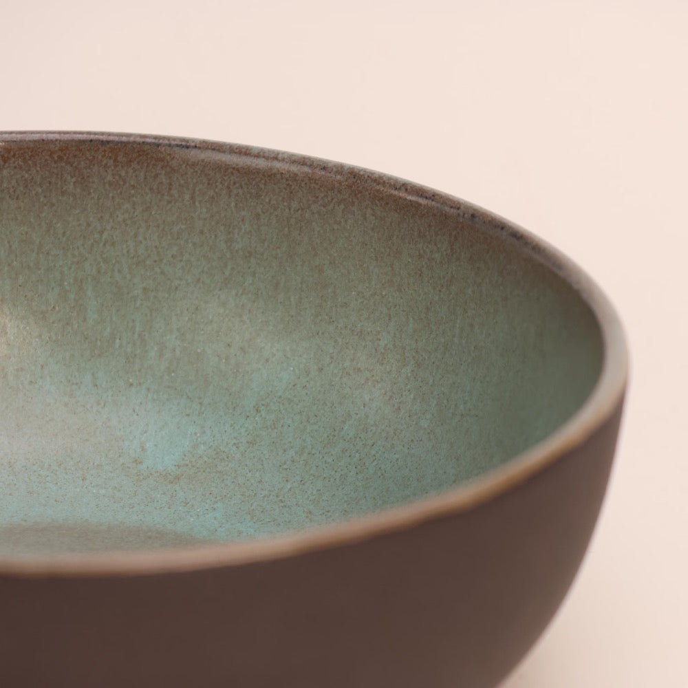 Black Stoneware Bowl Glazed in Light Blue, Teal, Salad, Soup, Fruit, Decoration, Snacks, 15cm / 5.9 in diameter, Christmas Gift