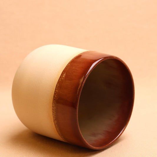 White Stoneware Cup, Glazed in Brown, Coffee & Tea Cup, Handmade Minimalistic Ceramic Cup, Gift for the Home