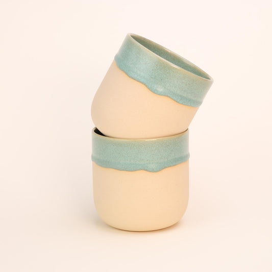 White Stoneware Cup, Glazed in Teal, Coffee & Tea Cup, Handmade Minimalistic Ceramic Cup, Gift for the Home, General Use, 250 ml, Christmas