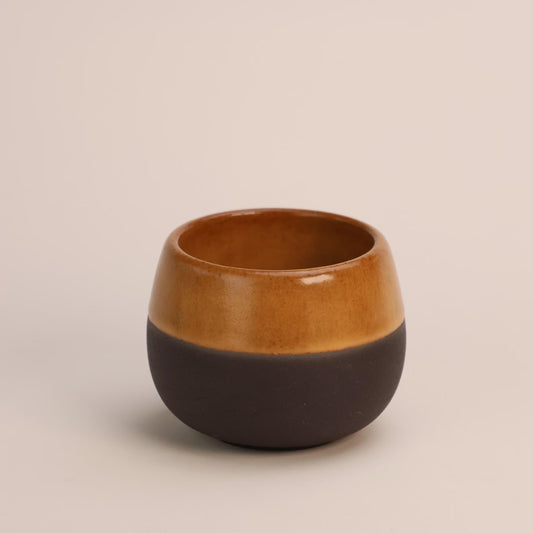 Black Stoneware, Ceramic Espresso Cup, Handmade Minimalistic Cup Glazed in Dark Orange, Gift for the Home, Christmas Gift