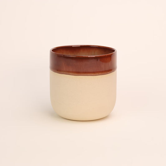 White Stoneware Cup, Glazed in Brown, Coffee & Tea Cup, Handmade Minimalistic Ceramic Cup, Gift for the Home